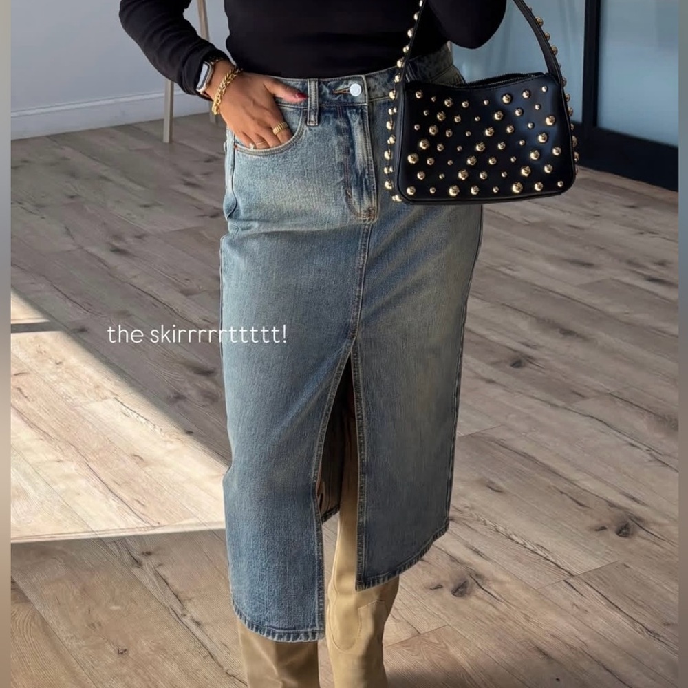 TALULAH Classic Blue Denim Pencil Skirt
